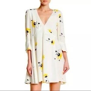FREE PEOPLE Time On My Side Floral Wrap Mini Dress in White Size XS